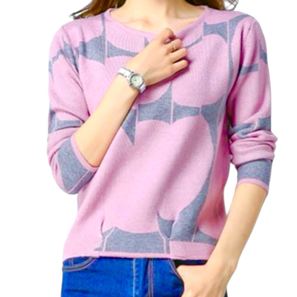 🔴 Pink and Gray Patterned Sweater